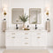 60 Inch White Shaker Double Sink Bathroom Vanity with Drawers