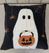 Halloween Ghost Throw Pillow with Embroidered Pumpkin Bucket - Velvet
