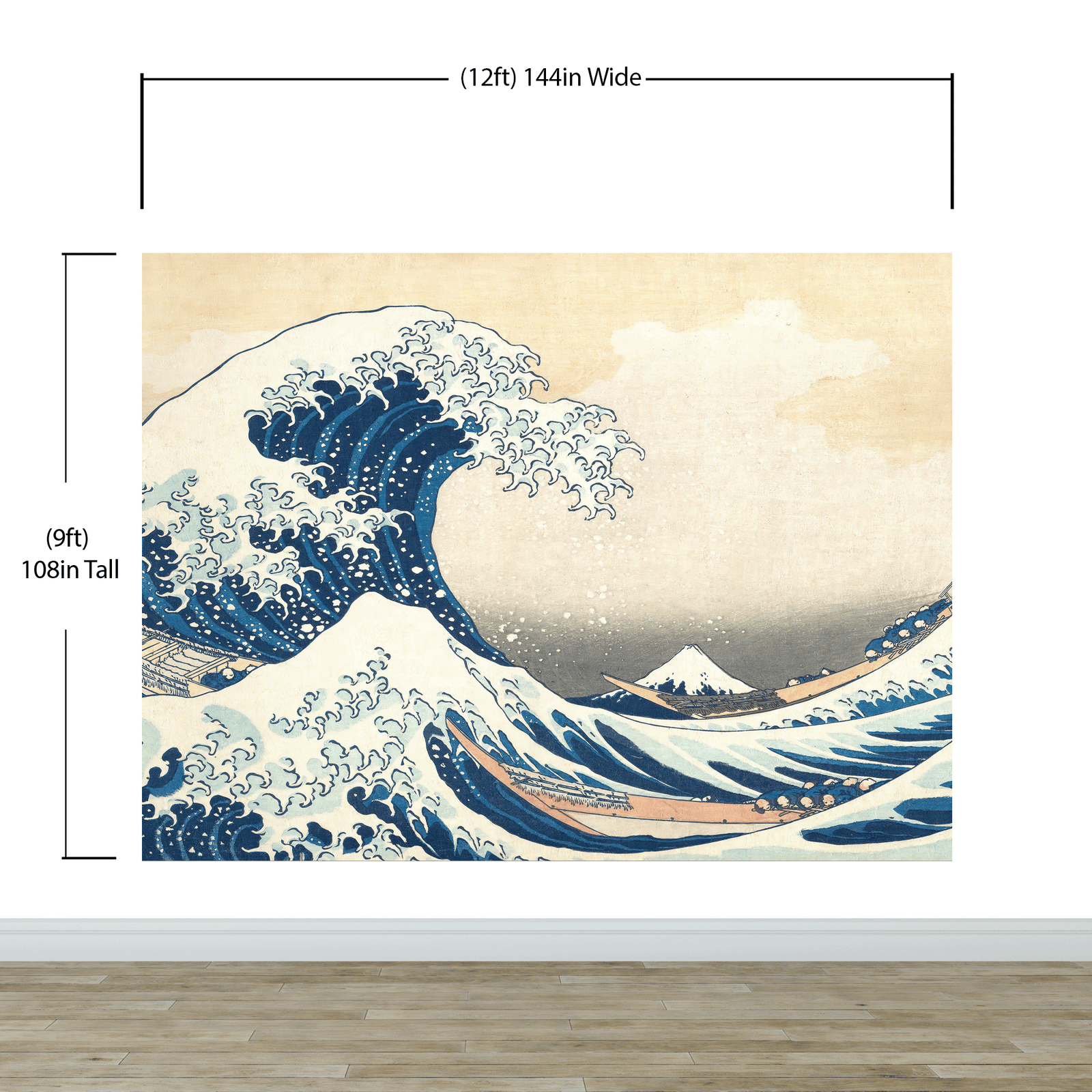 The Great Wave off Kanagawa by Katsushika Hokusai Wall Mural. #6121
