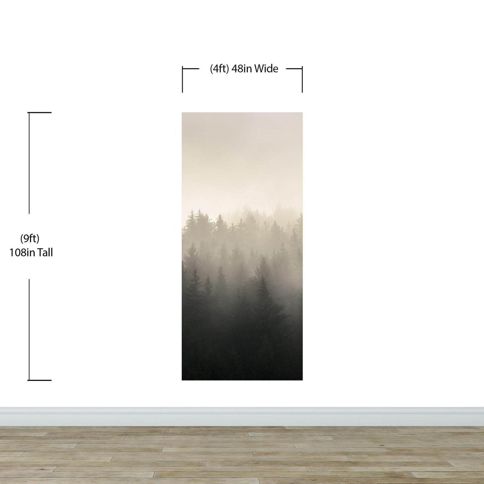 Misty Pine Forest Wall Mural. Peaceful Foggy Morning Scenery. #6122