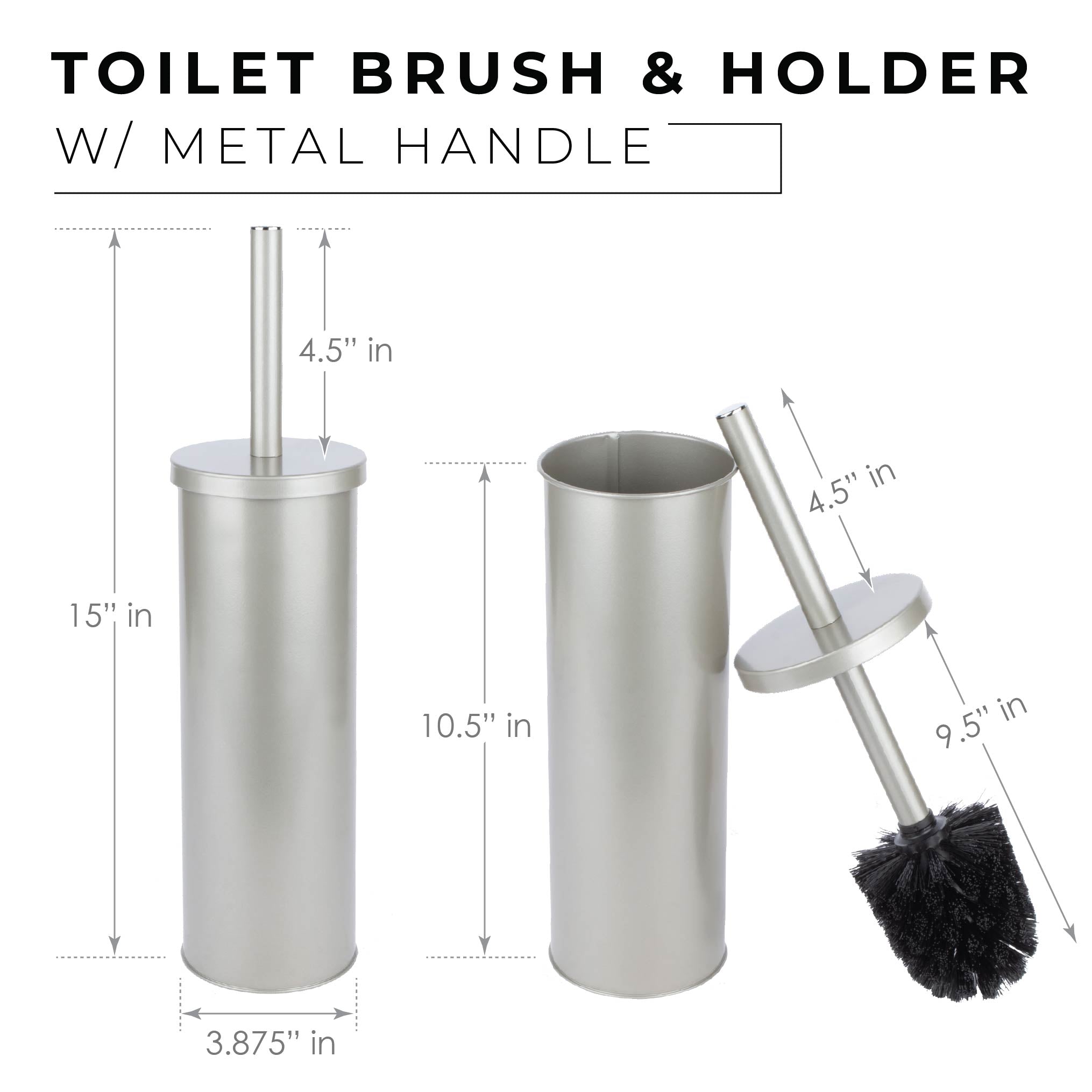 Toilet Brush and Holder (Brushed Nickel Finish)