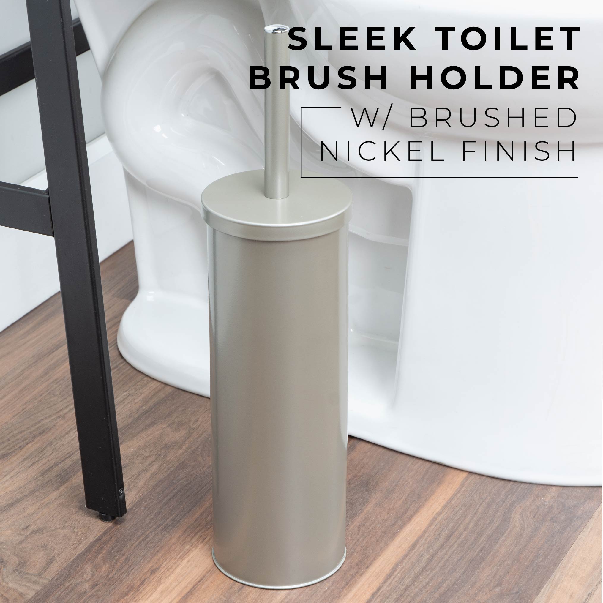 Toilet Brush and Holder (Brushed Nickel Finish)