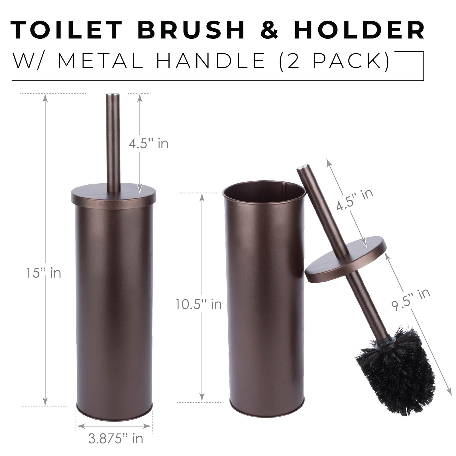 Toilet Brush and Holder, 2-Pack (Bronze Finish)