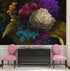 Melancholy Flower Wall Mural. Black background. #6130