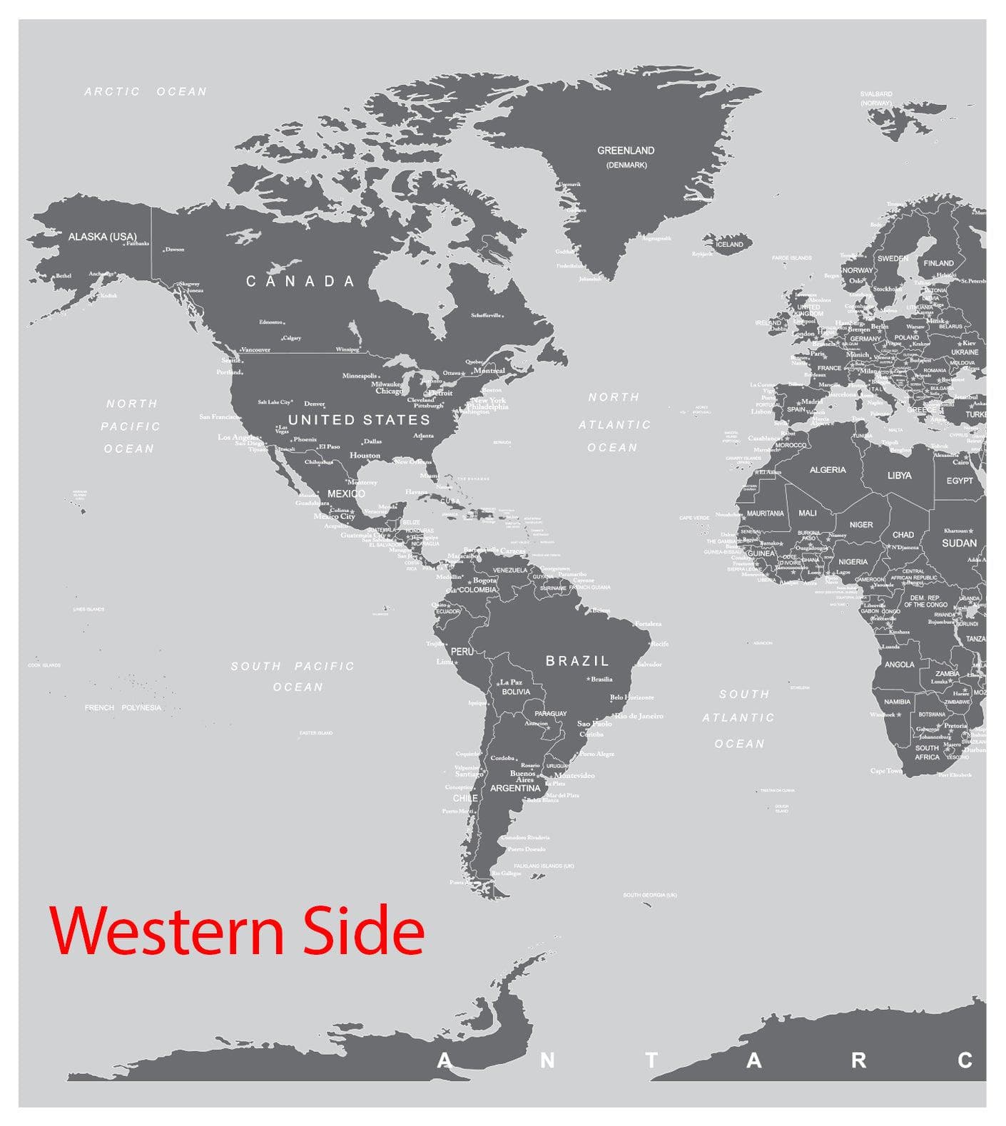 World Map Wall Mural (Grey). #6133