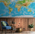 Large Blue World Map Wall Mural. #6134