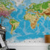 Large Blue World Map Wall Mural. #6134