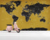 GOLD World Map Wall Mural. #6135
