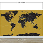 GOLD World Map Wall Mural. #6135