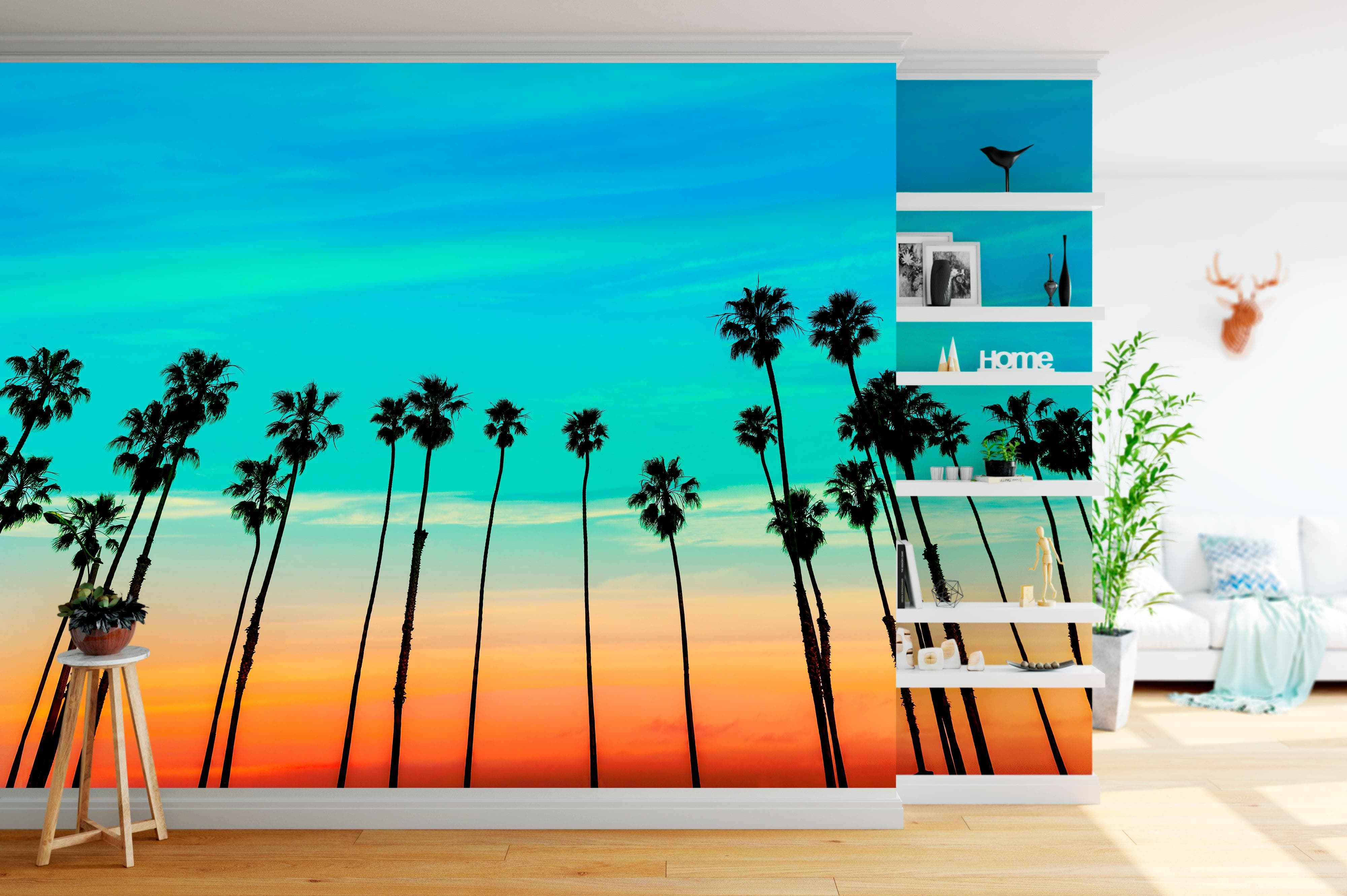 California SoCal Tropical Sunset Palm Trees Large Wall Mural. #6139