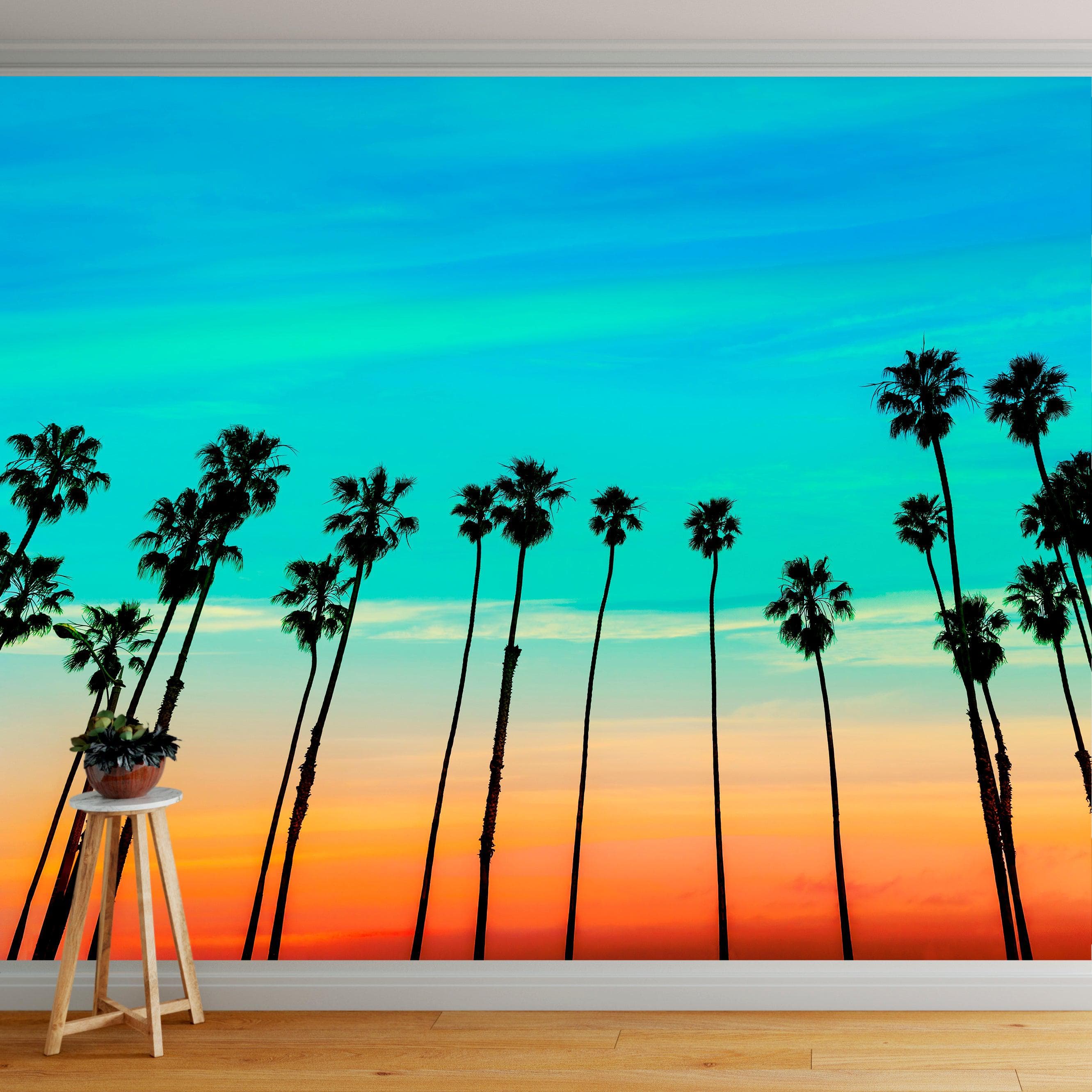 California SoCal Tropical Sunset Palm Trees Large Wall Mural. #6139