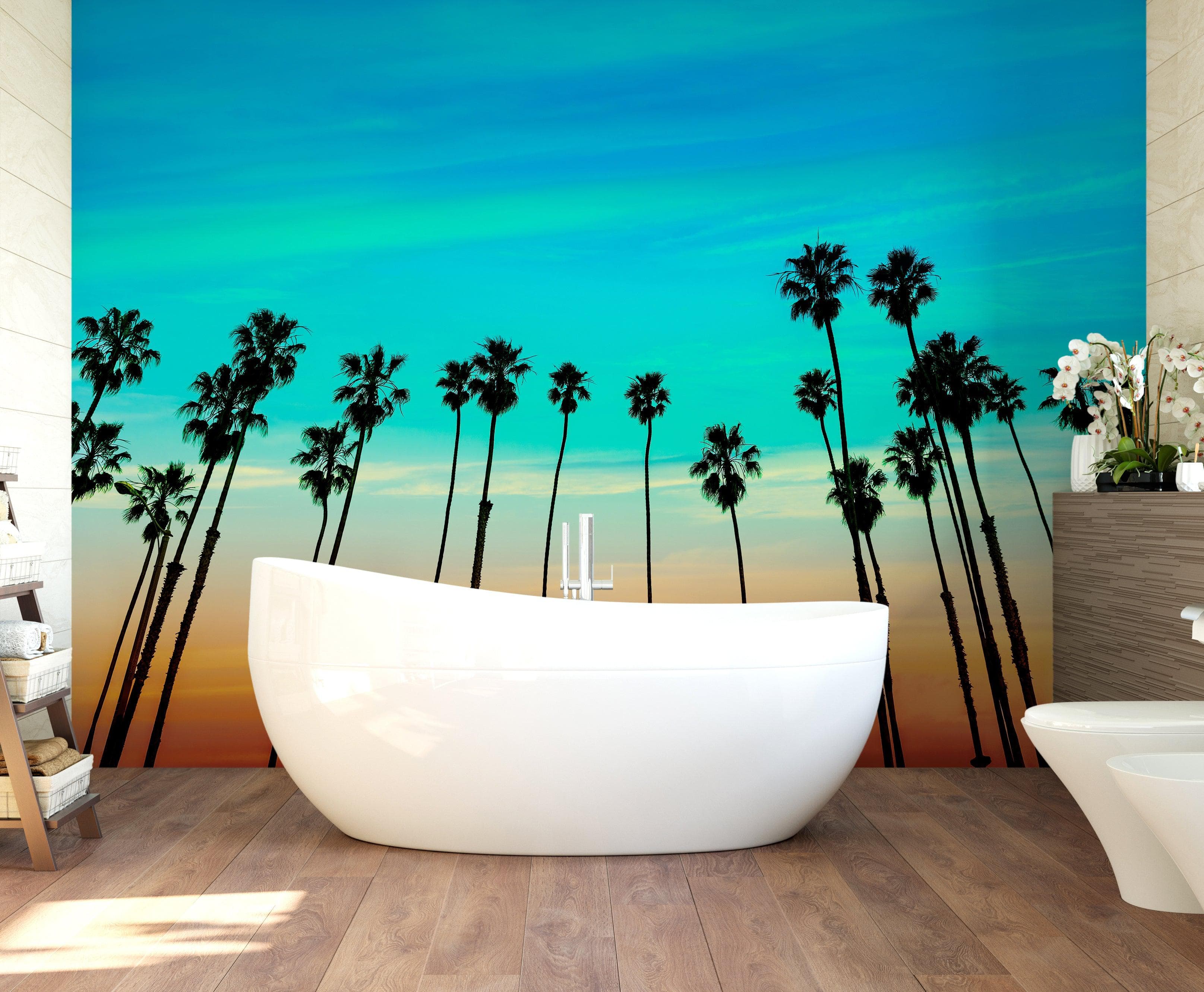 California SoCal Tropical Sunset Palm Trees Large Wall Mural. #6139