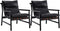 Kmax Modern Sling Accent Chairs Set of 2 Upholstered PU Leather Living Room Chairs Solid Wood Frame Arm Chairs Comfy Lounge Chairsfor Bedroom, Reading Room, Black