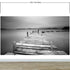 Misty Lake View Boat on Pier Black and White Mural Wall Decal Sticker #6143