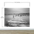 Misty Lake View Boat on Pier Black and White Mural Wall Decal Sticker #6143