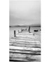 Misty Lake View Boat on Pier Black and White Mural Wall Decal Sticker #6143