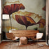 Sepia Poppies Flower Wall Mural. Vintage Botanical Wallpaper. #6155