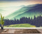 Colorful Foggy Mountain Forest View Wall Mural | Peel and Stick Wallpaper. #6159