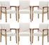 Mid Century Modern Dining Chairs Set of 6 Linen Fabric Upholstered Living Room Side Chair, Kitchen Arm Chair with Solid Wood Legs for Home Kitchen & Restaurant, Linen White