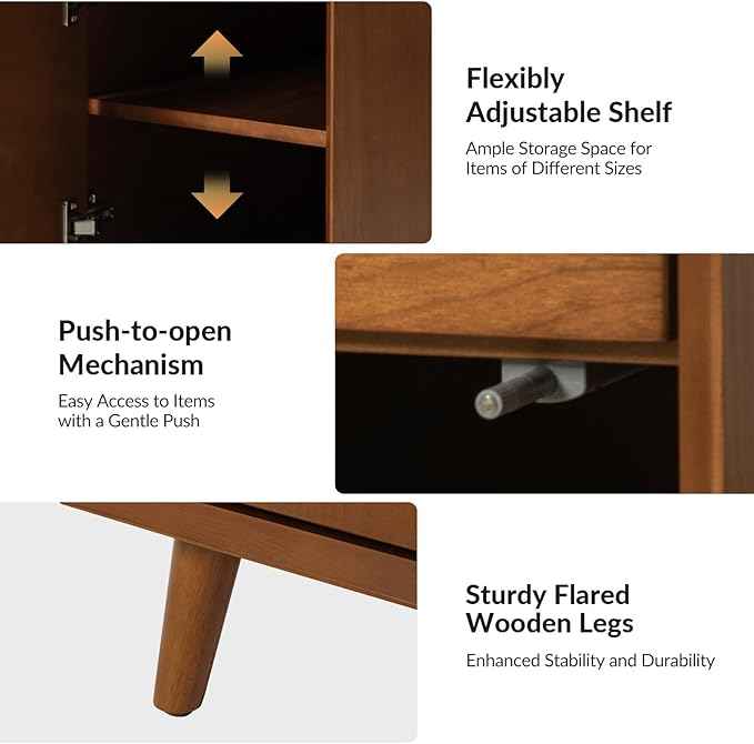 HULALA HOME End Table with Drawer Set of, Modern End Table with USB Ports and Outlets, Wooden Side Table with Storage-Acorn
