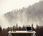 Foggy Misty Forest Tree Over Mountain Wall Mural. #6171