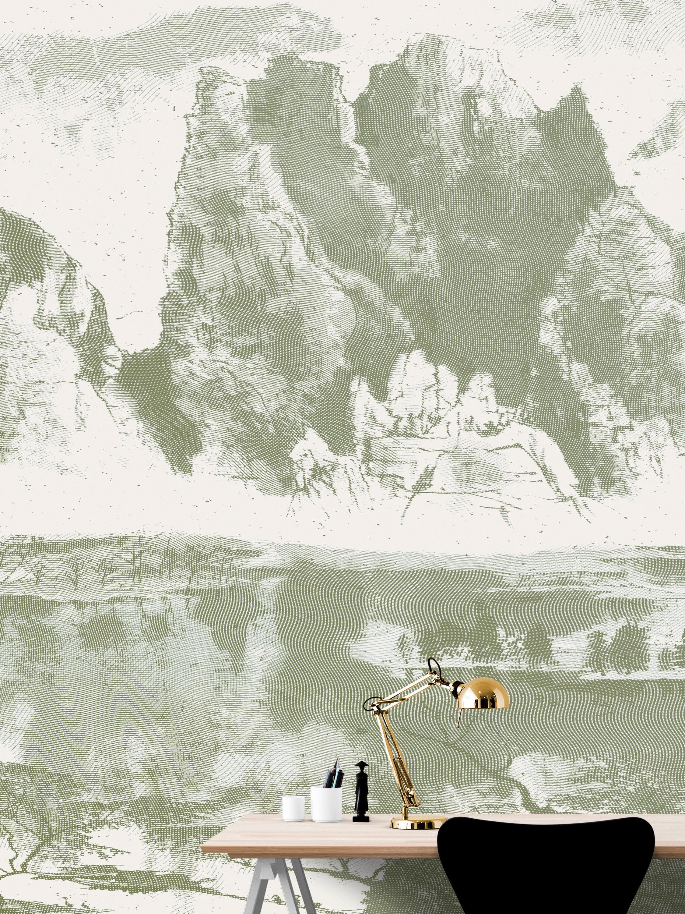 Shan Shui Traditional Chinese Mountain Landscape Scenery Painting Wall Mural. #6178