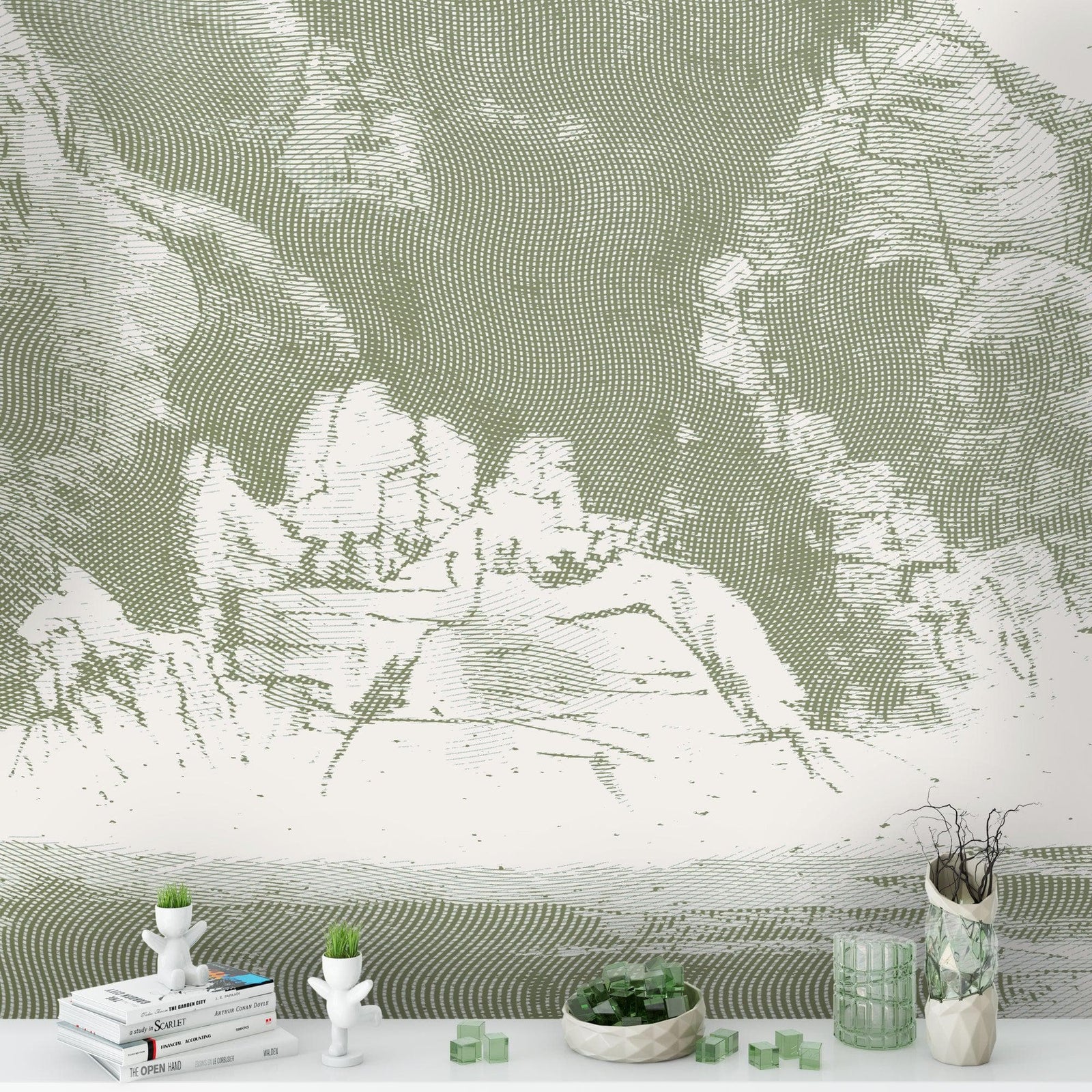 Shan Shui Traditional Chinese Mountain Landscape Scenery Painting Wall Mural. #6178