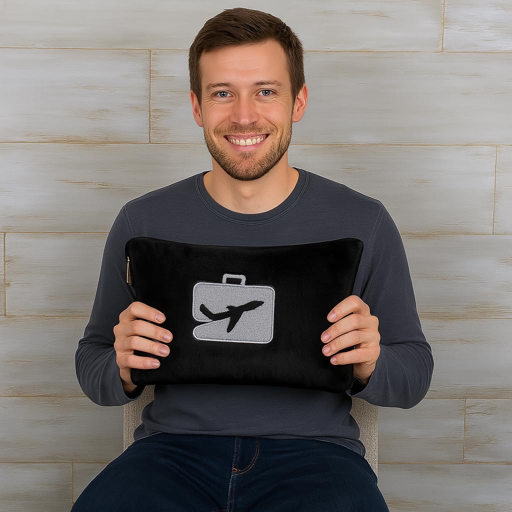 Comfort Fly Travel Blanket & Pillow – 2-in-1 Micro Plush Airplane Blanket with Carry Case (40