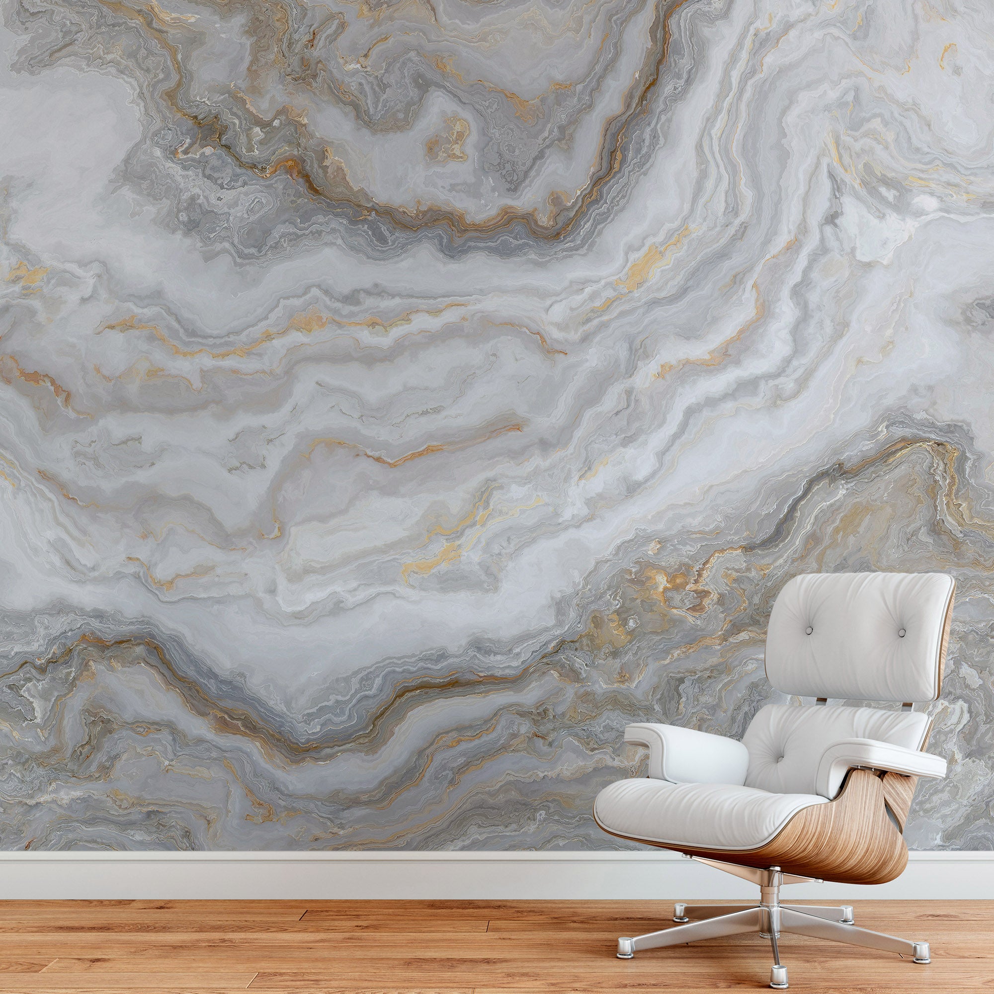 White Marble Stone Granite Slate Peel and Stick Wallpaper | Removable Wall Mural #6180