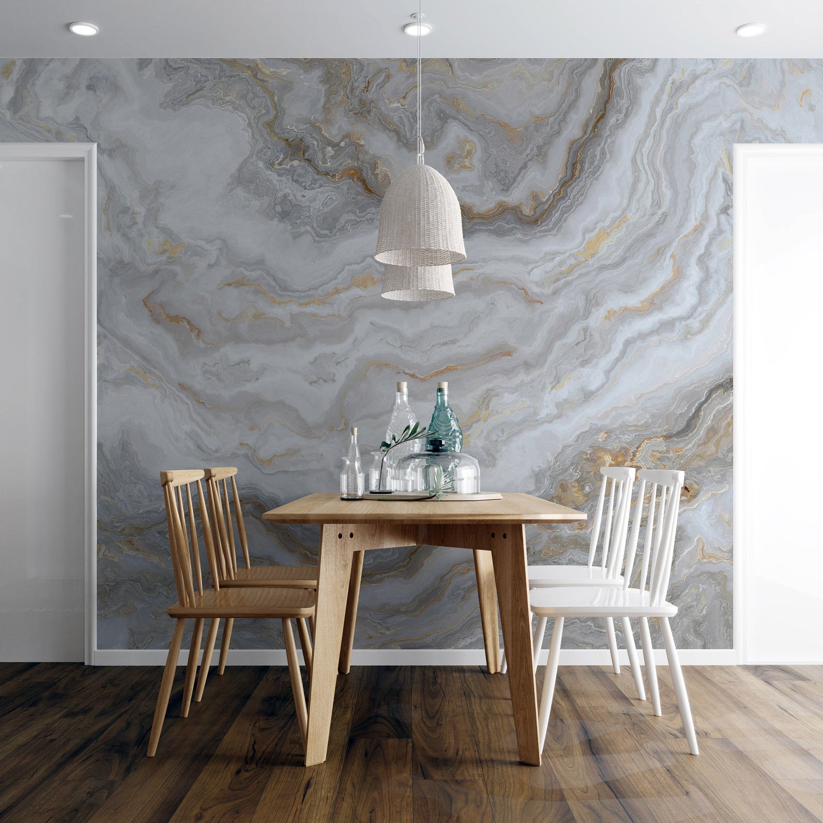 White Marble Stone Granite Slate Peel and Stick Wallpaper | Removable Wall Mural #6180