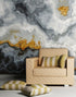 Gray and Gold Marble Stone Quartz Mural Wall Sticker #6190