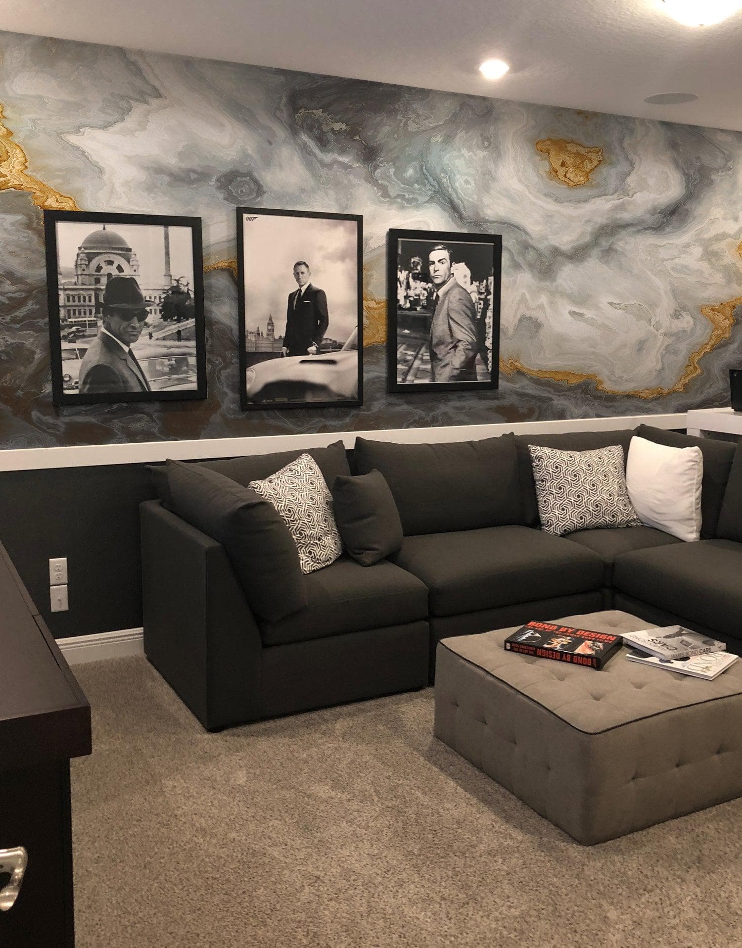 Gray and Gold Marble Stone Quartz Mural Wall Sticker #6190