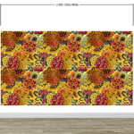 Japanese Art Koi Fish Peel and Stick Wallpaper. Gold Flowers Background.  Removable Wall Mural #6192