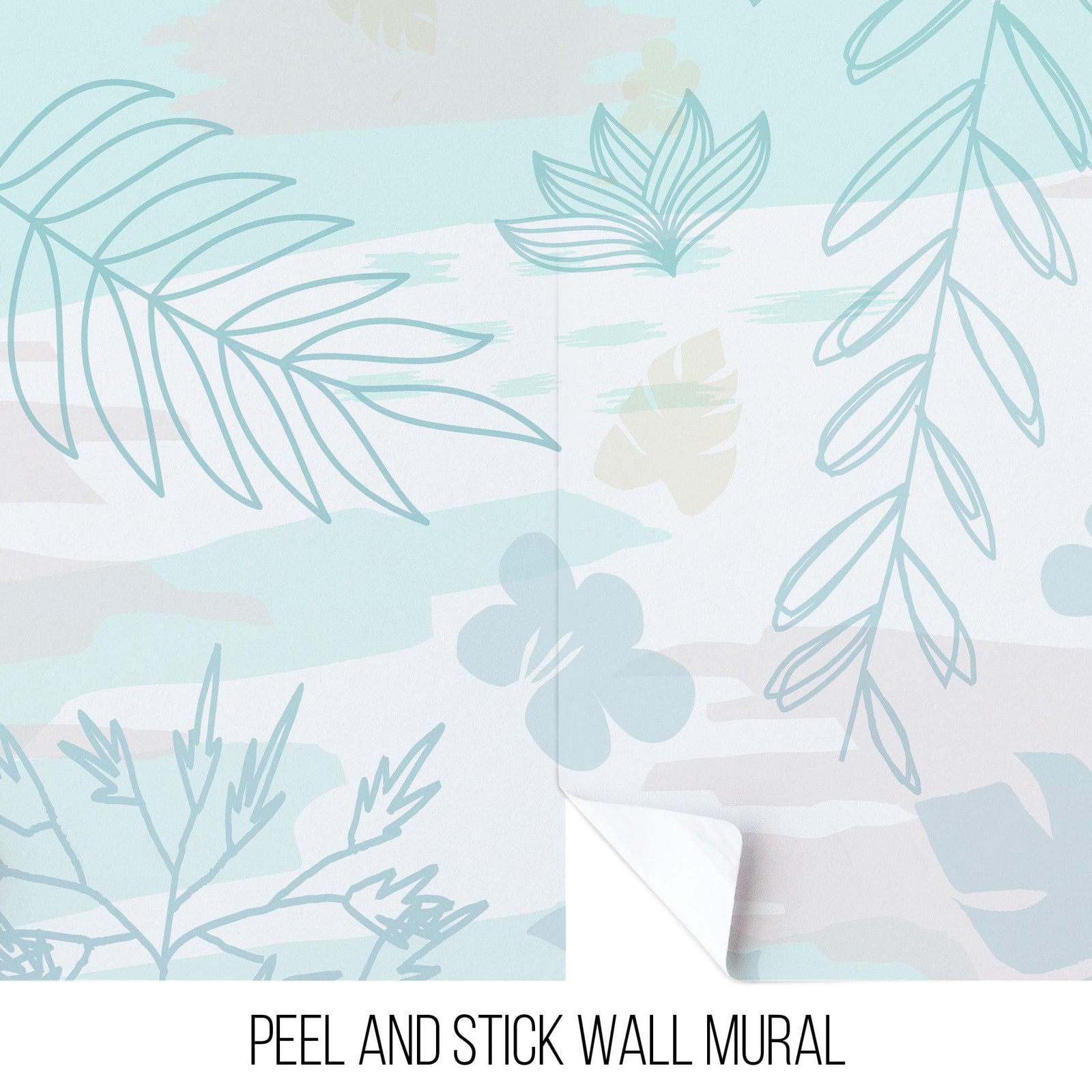 Pastel Botanical Nature Wallpaper Mural. Leafs and Flowers Design. #6195