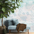 Pastel Botanical Nature Wallpaper Mural. Leafs and Flowers Design. #6195
