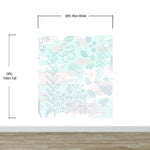 Pastel Botanical Nature Wallpaper Mural. Leafs and Flowers Design. #6195
