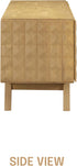 NTC Sapa Mid-Century Modern Solid Wood TV Stand 4-Door Media Console with Carved Geometric Fronts for TVs up to 75", Effortless Assembly, Sand