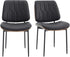 BV Mid Century Modern Dining Chairs Set of 2, Upholstered Pu Leather Accent Chair with Walnut Bentwood Back, Armless Kitchen Chair for Dining Room, Living Room, Kitchen, Black