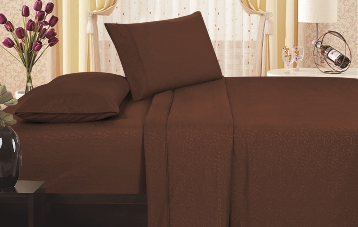 Decor & More 1800 Series Vine Embossed Sheet Set