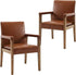 Mid Century Modern Dining Chairs Set of 2 Faux Leather Upholstered Living Room Side Chair, Kitchen Arm Chair with Solid Wood Legs for Home Kitchen & Restaurant, PU Brown