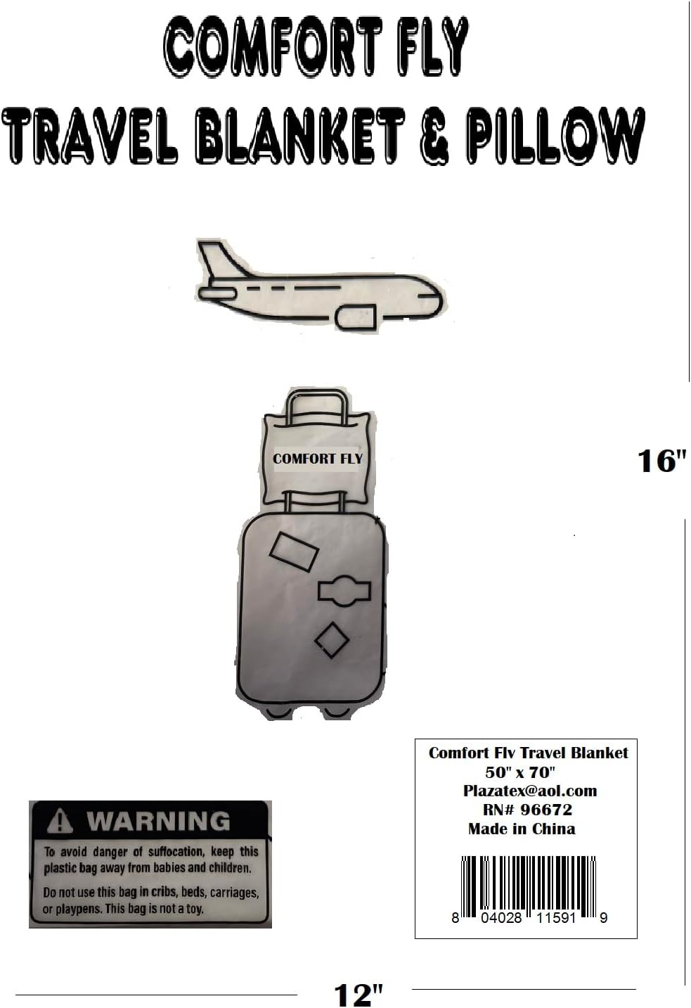 Comfort Fly Travel Blanket & Pillow – 2-in-1 Micro Plush Airplane Blanket with Carry Case (40