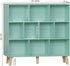 LEYAOYAO 10 Cube Bookshelf,3 Tier Modern Wide Bookcase with Legs,Mid-Century Wood Bookshelves Storage,Mint-Green Large Book Case,Freestanding Organizer Display Shelf for Bedroom,Living Room,Office