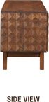 NTC Sapa Mid-Century Modern Solid Wood TV Stand 4-Door Media Console with Carved Geometric Fronts for TVs up to 75", Effortless Assembly, Dark Walnut