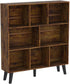 LEYAOYAO 8 Cube Bookshelf,3 Tier Bookcase with Legs,Rustic Brown Mid-Century Modern Bookshelves,Large Open Storage Organizer Shelf, Wooden Book Case