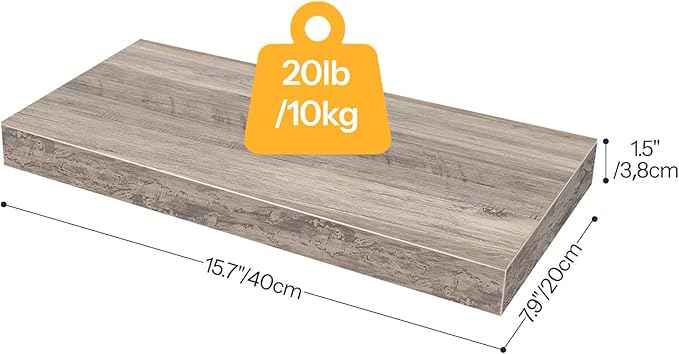 HOOBRO Floating Shelves for Wall, Wall Mounted Shelf Set of 2, 15.7
