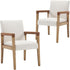 Mid Century Modern Dining Chairs Set of 2 Linen Fabric Upholstered Living Room Side Chair, Kitchen Arm Chair with Solid Wood Legs for Home Kitchen & Restaurant, Linen White