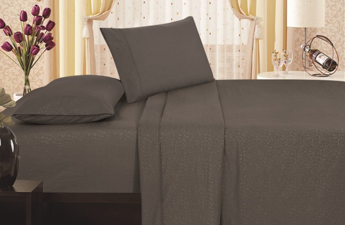 Decor & More 1800 Series Vine Embossed Sheet Set