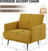 Oversized Accent Chair for Living Room Chairs Reading Arm Chair Comfy Modern Single Sofa Side Chairs with Metal Legs & Soft Cushion for Bedroom, Balcony,Waiting Room (Amber Yellow-1pcs)