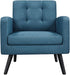 Yaheetech Mid-Century Accent Chairs, Modern Upholstered Living Room Chair, Cozy Armchair Button Tufted Back and Wood Legs for Bedroom/Office/Cafe, Set of 2, Navy Blue