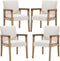 Mid Century Modern Dining Chairs Set of 4 Fabric Upholstered Living Room Side Chair, Kitchen Arm Chair with Solid Wood Legs for Home Restaurant, Linen White